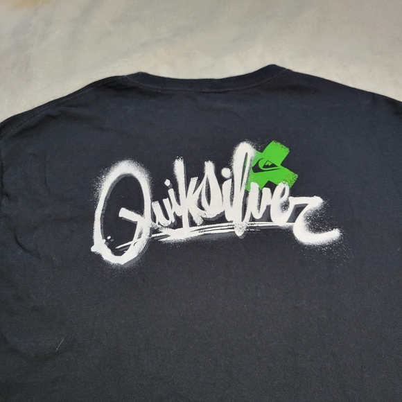Y2K Quicksilver T Shirt Mens XL Graffiti Black Center Spellout Skate Surf - Picture 4 of 8